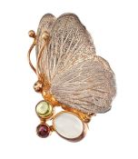 A GEM-SET BUTTERFLY BROOCH