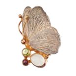 A GEM-SET BUTTERFLY BROOCH