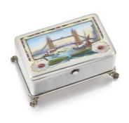 A LATE 19TH CENTURY SILVER AND ENAMEL BOX