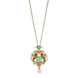 AN ENAMEL AND GEM-SET EGYPTIAN REVIVAL PENDANT NECKLACE