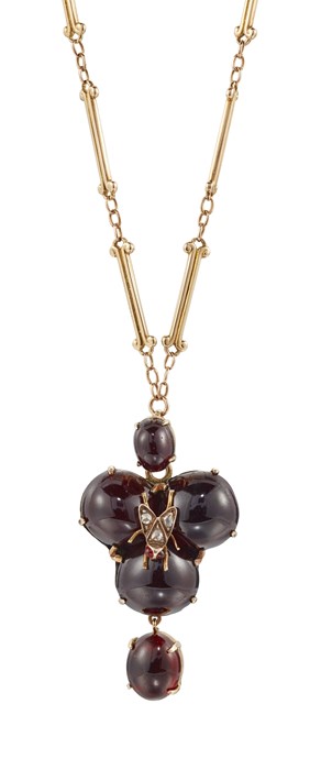 A MID 19TH CENTURY GARNET AND DIAMOND PENDANT