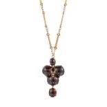 A MID 19TH CENTURY GARNET AND DIAMOND PENDANT