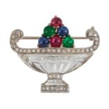 A MID 20TH CENTURY GEM-SET GIARDINETTO BROOCH