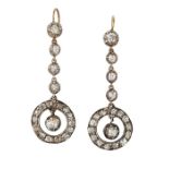 A PAIR OF DIAMOND PENDENT EARRINGS