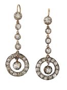 A PAIR OF DIAMOND PENDENT EARRINGS