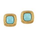 A PAIR OF TURQUOISE-SET EARRINGS