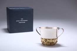 AN ELIZABETH II ROYAL COMMEMORATIVE PARCEL-GILT SILVER PORRINGER