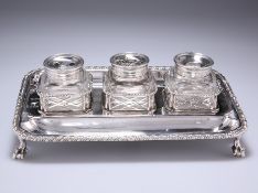 A GEORGE III SILVER INKSTAND