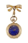 A CONTINENTAL GOLD AND ENAMEL FOB WATCH