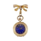 A CONTINENTAL GOLD AND ENAMEL FOB WATCH