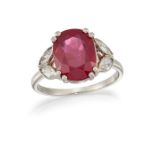 A RUBY AND DIAMOND RING