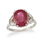 A RUBY AND DIAMOND RING