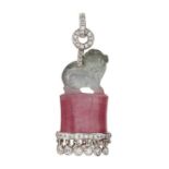 A TOURMALINE AND DIAMOND PENDANT