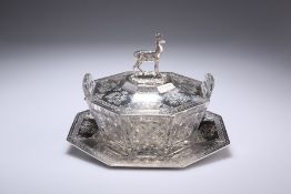 A VICTORIAN SILVER AND GLASS BUTTER TUB