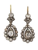 A PAIR OF DIAMOND PENDENT EARRINGS