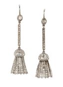 A PAIR OF DIAMOND PENDANT EARRINGS