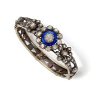 AN ENAMEL AND DIAMOND BANGLE