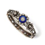 AN ENAMEL AND DIAMOND BANGLE