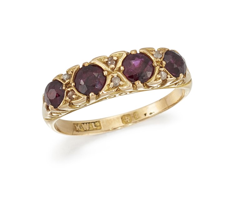 A RUBY AND DIAMOND FOUR-STONE RING - Image 3 of 3