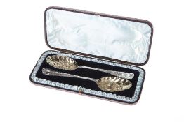A PAIR OF GEORGE III SILVER SERVING SPOONS