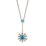 A ZIRCON AND DIAMOND PENDANT NECKLACE