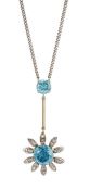 A ZIRCON AND DIAMOND PENDANT NECKLACE