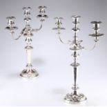 A LARGE PAIR OF 19TH CENTURY SILVER-PLATED (ON COPPER) CANDELABRA