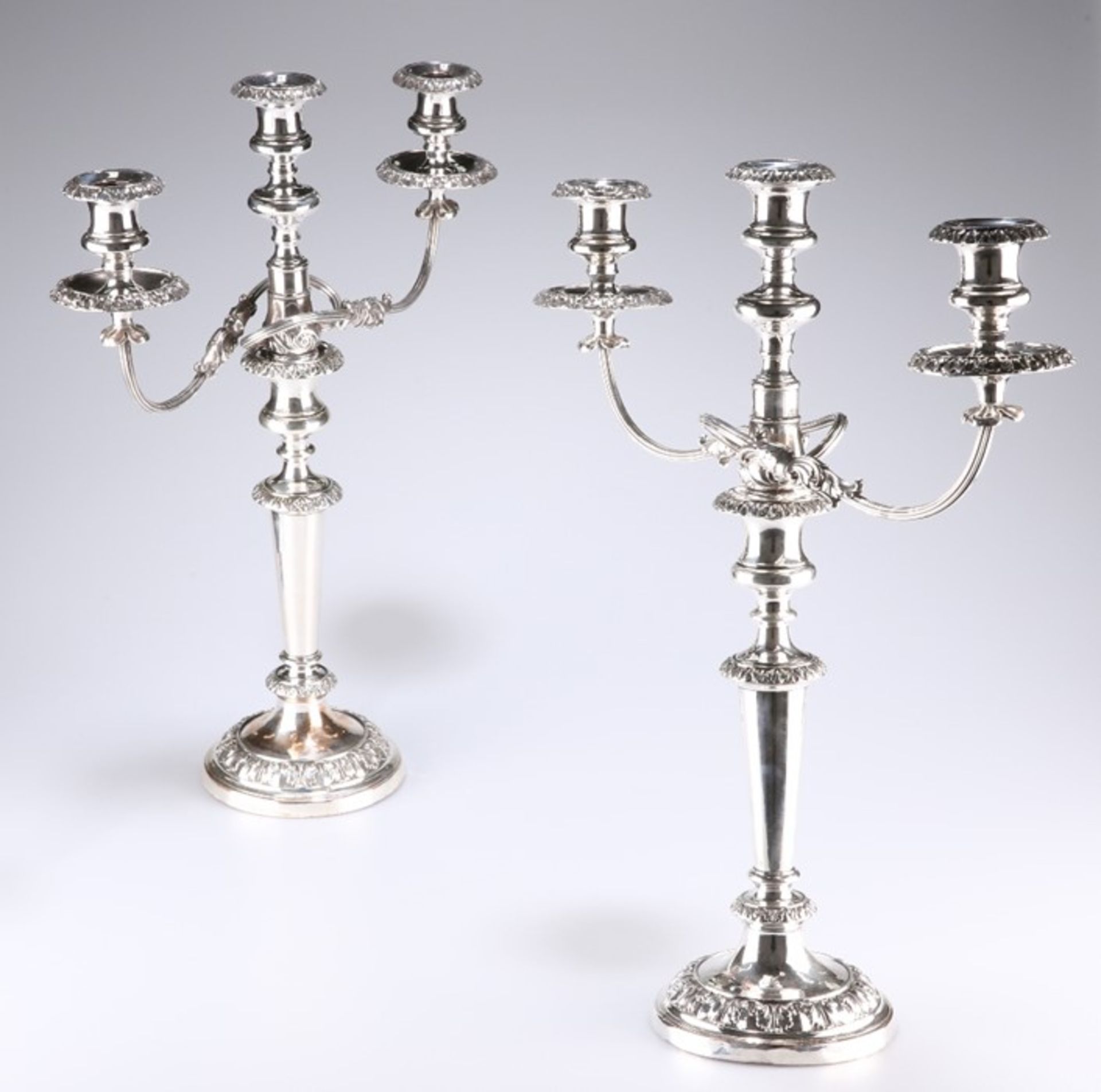 A LARGE PAIR OF 19TH CENTURY SILVER-PLATED (ON COPPER) CANDELABRA