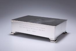 A GEORGE VI SILVER SCROLL BOX