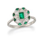 AN EMERALD AND DIAMOND RING