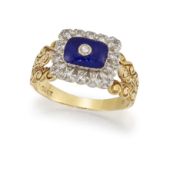 AN ENAMEL AND DIAMOND DRESS RING