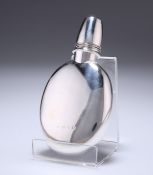 A LATE VICTORIAN SILVER HIP FLASK WITH BEAKER TOP