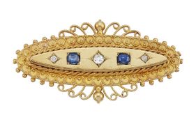 A LATE 19TH CENTURY SAPPHIRE AND DIAMOND-SET BROOCH