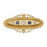 A LATE 19TH CENTURY SAPPHIRE AND DIAMOND-SET BROOCH