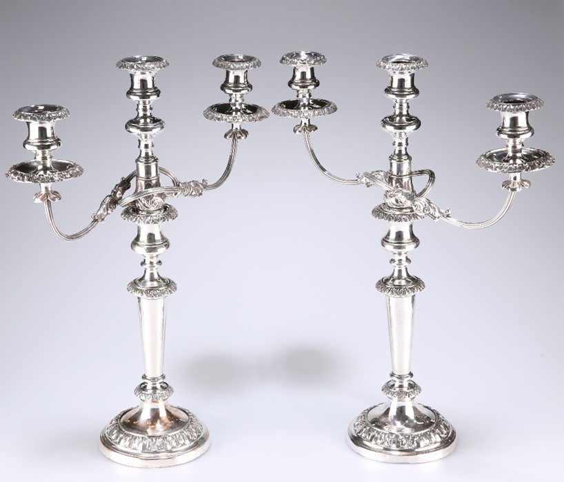 A LARGE PAIR OF 19TH CENTURY SILVER-PLATED (ON COPPER) CANDELABRA - Image 2 of 3