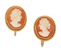 A PAIR OF SHELL CAMEO EARRINGS