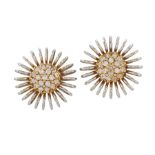 A PAIR OF DIAMOND-SET DAISY EARRINGS