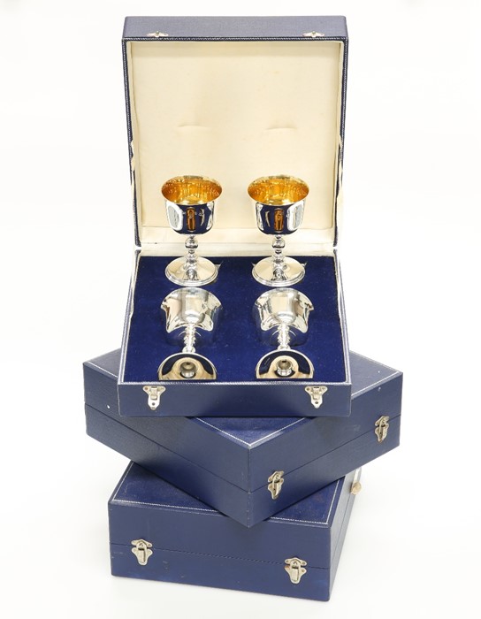 A SET OF TWELVE IRISH SILVER GOBLETS