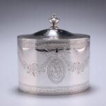 A GEORGE III SILVER TEA CADDY