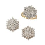 A DIAMOND-SET RING AND EARRING SUITE
