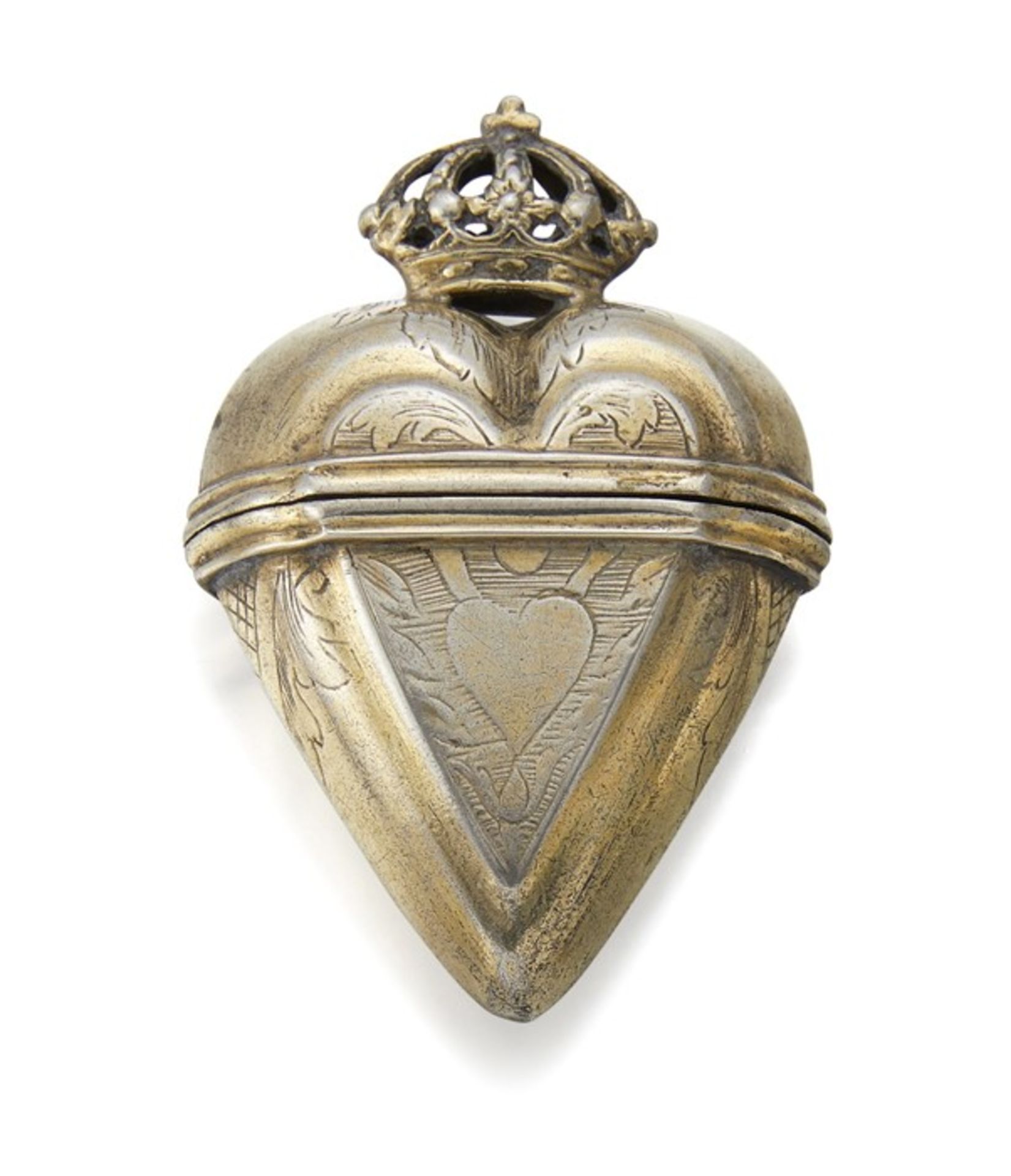 A WHITE-METAL HEART-FORM SPICE BOX (HOVEDVANDSAEG) - Image 4 of 4
