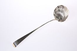 A GEORGE III PROVINCIAL SILVER SOUP LADLE