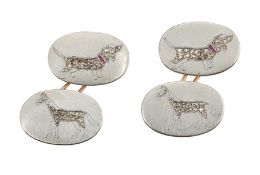 A PAIR OF GEM-SET NOVELTY CUFFLINKS