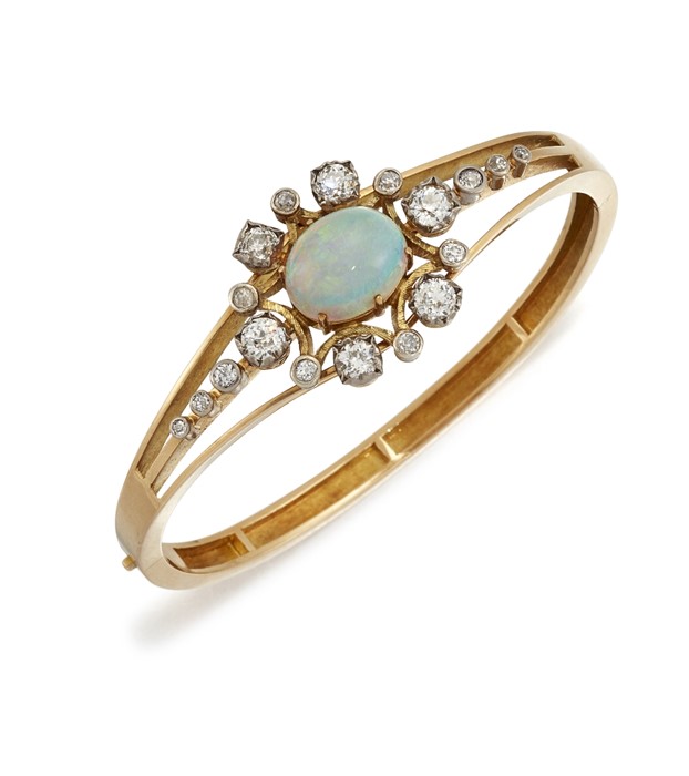 AN OPAL AND DIAMOND BANGLE - Image 2 of 2