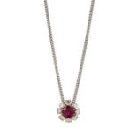 A RUBY AND DIAMOND PENDANT NECKLACE