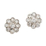 A PAIR OF DIAMOND CLUSTER EARRINGS