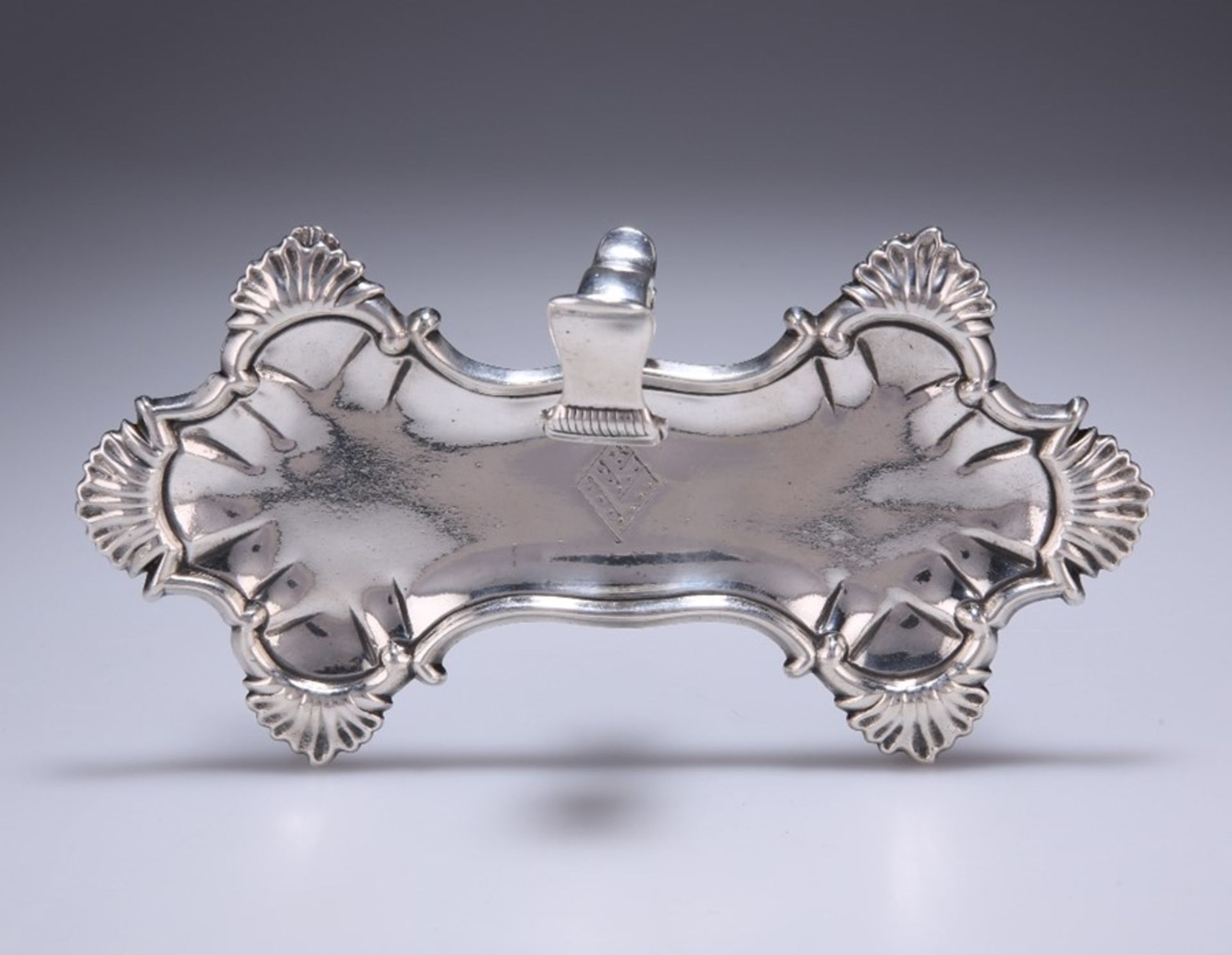 A GEORGE III SILVER SNUFFERS STAND