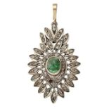 AN EMERALD AND DIAMOND PENDANT