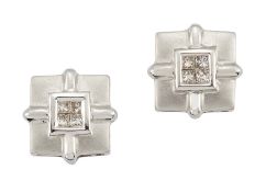 A PAIR OF DIAMOND-SET EARRINGS