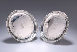 A PAIR OF GEORGE II SILVER WAITERS